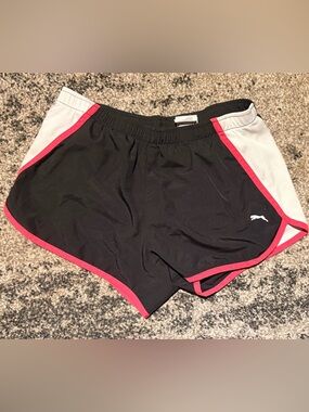 Puma Black Athletic Shorts with Pink Trim -Size Small
